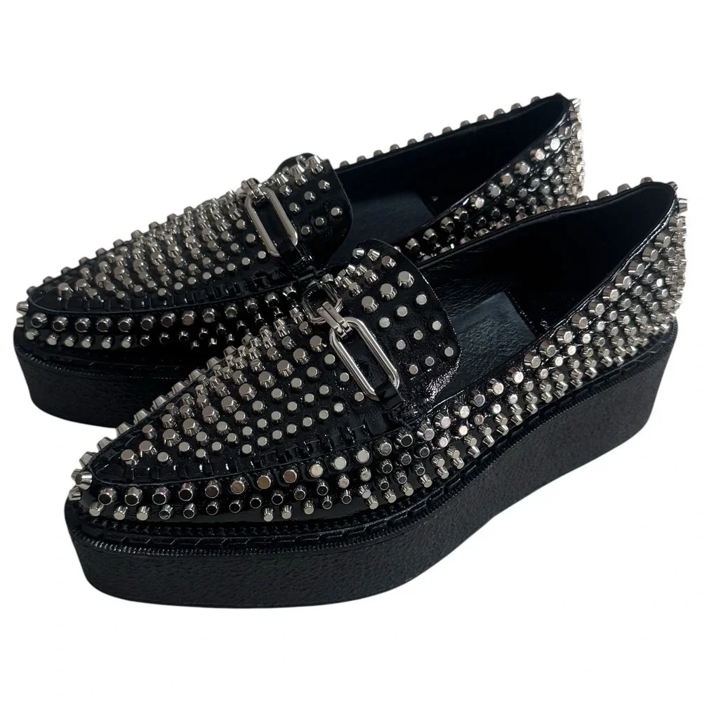 NEW NO BOX Jeffrey Campbell Choux Black Studded Platform Loafers‎ Goth Grunge 9